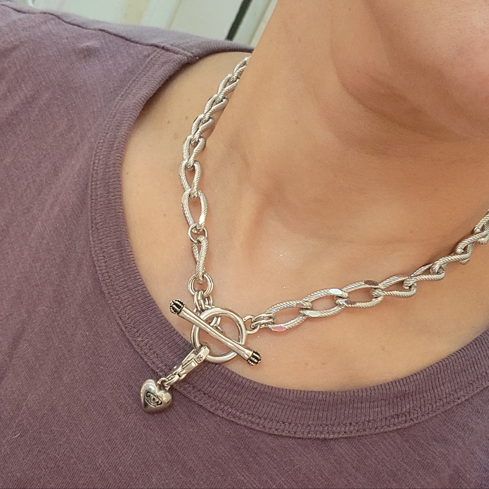 Juicy Couture Toggle Silver Tone Chain Link‎ Necklace EUC Punk Goth Grunge Y2k